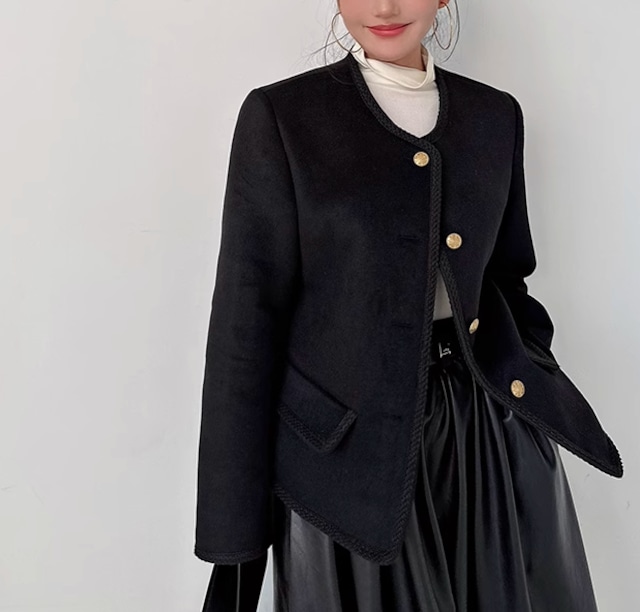black wool blend jacket【2023122801】