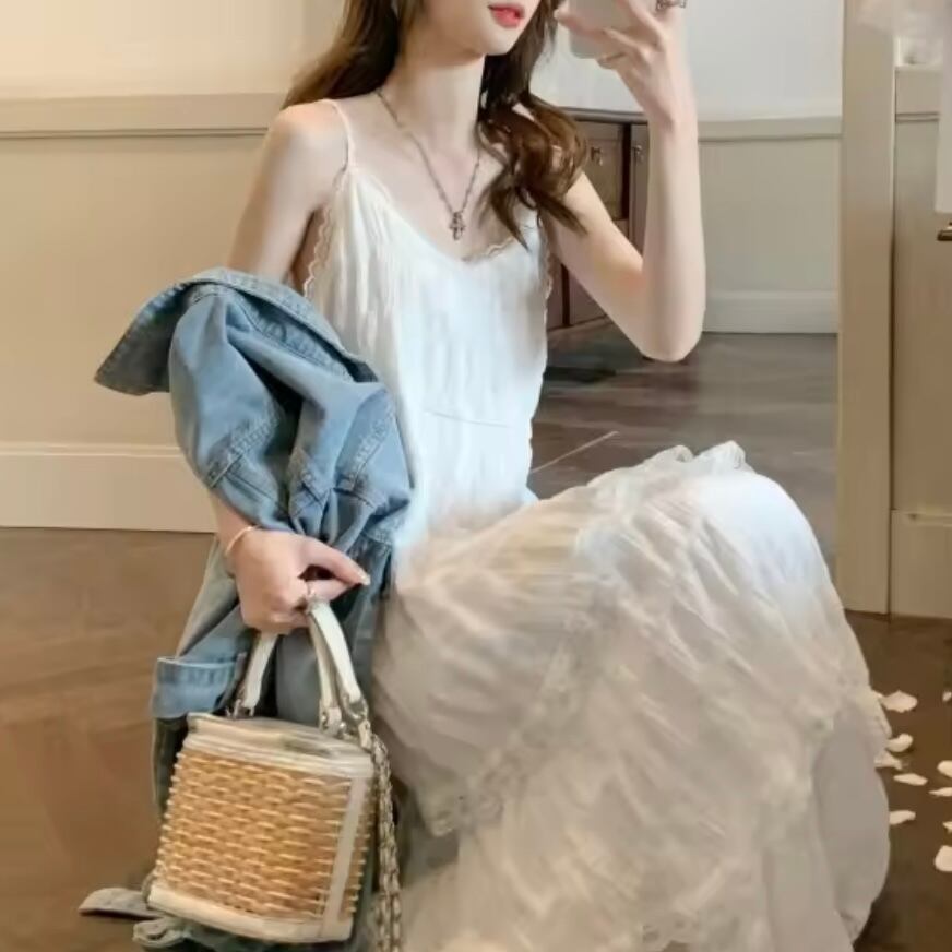 レースティアードキャミソールワンピース