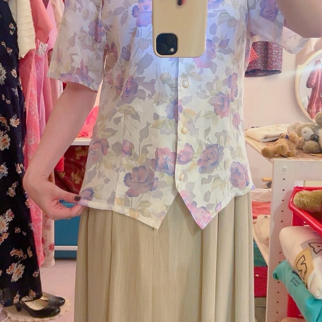 water color rose blouse