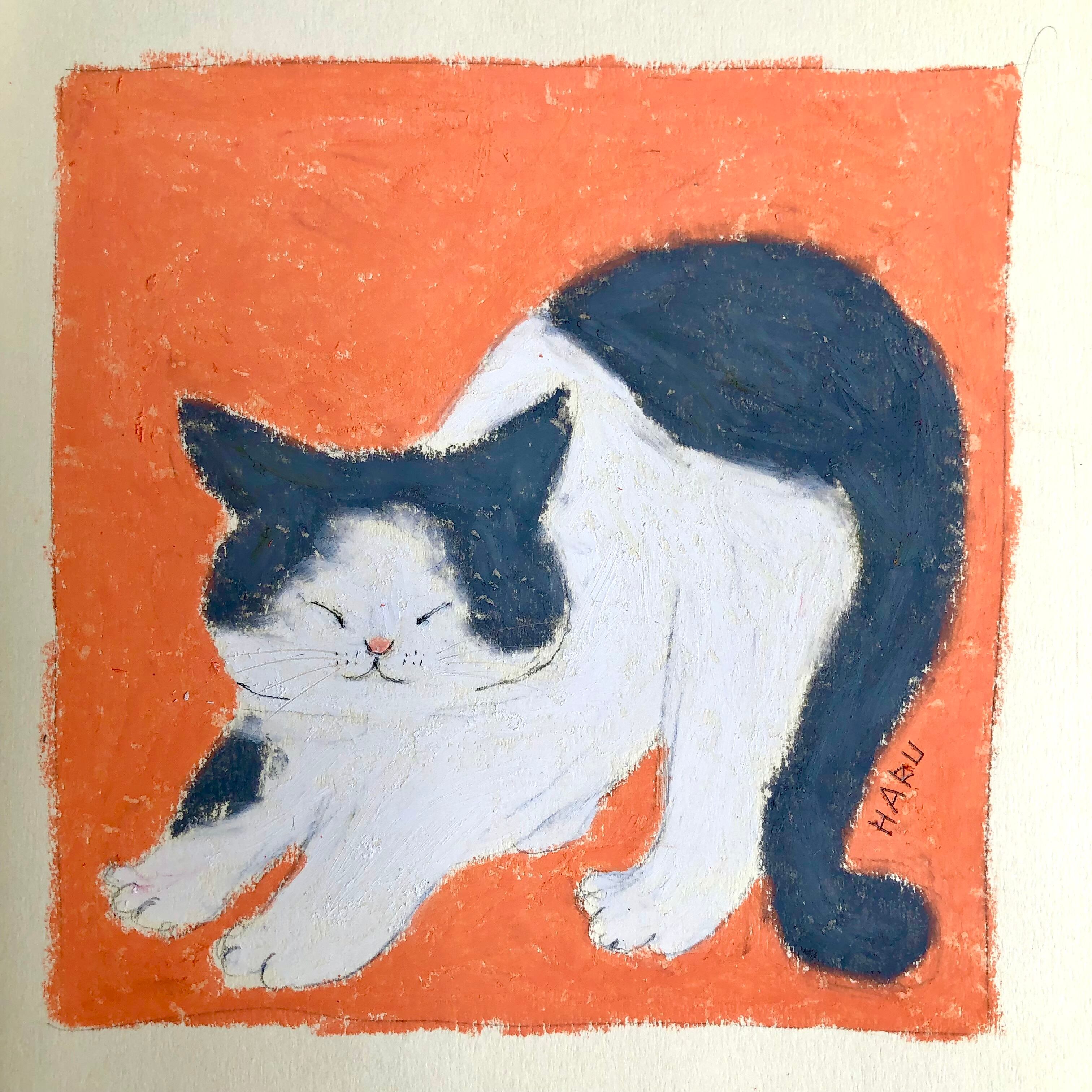 猫 原画 #171 ハチワレ 猫 手書き イラスト 原画 - メルカリ