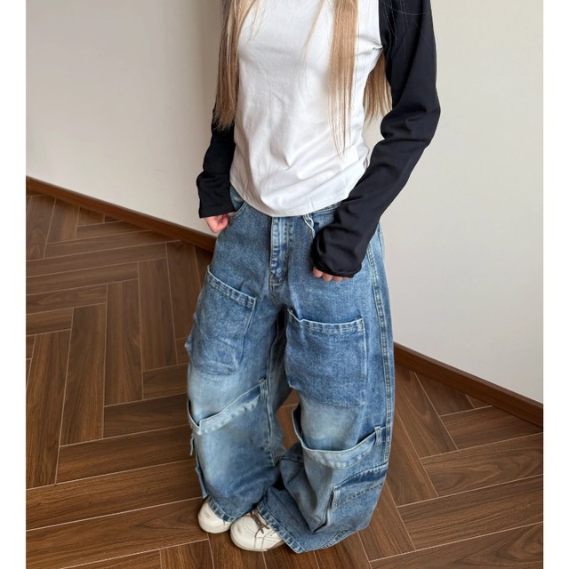 multi-pocket strap denim　マルチポケットストラップデニム　J2093