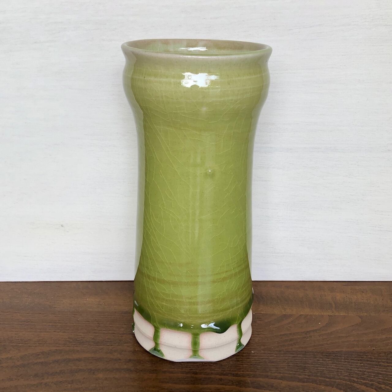 緑色 陶器 花瓶 高さ約22cm