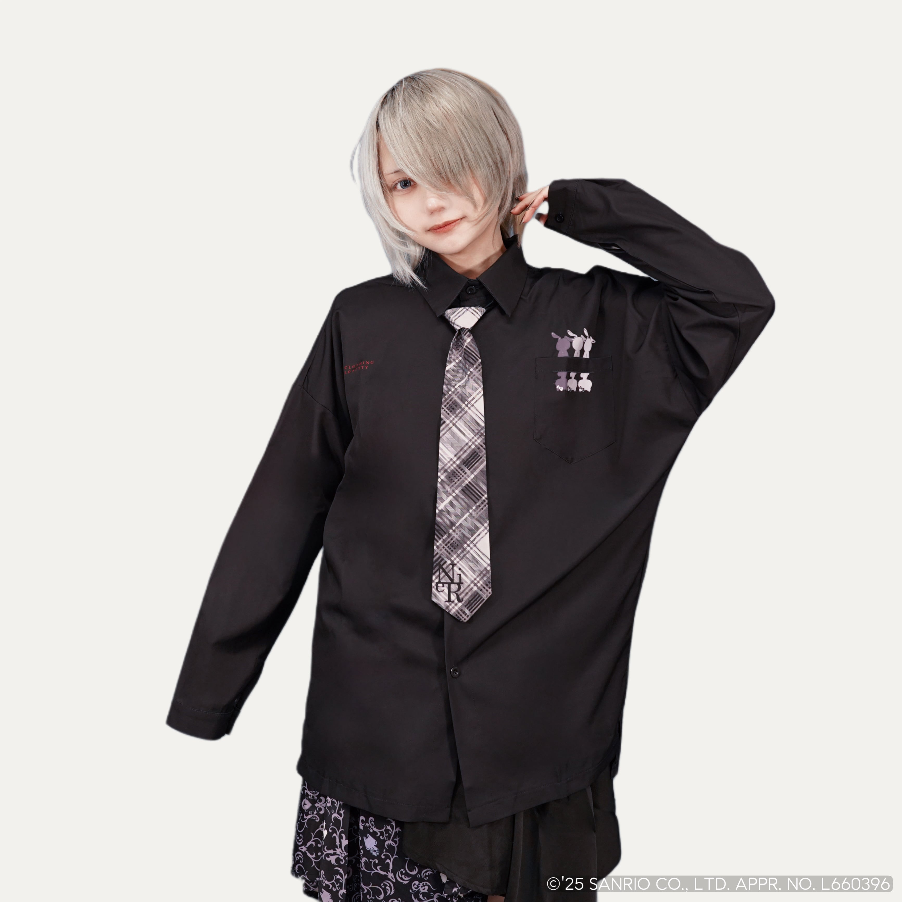 zb1 リッキー everline ラキドロ　制服　ネクタイ ワンタッチネクタイ付きロングシャツ【HELLO KITTY×NIER】 | NIER CLOTHING