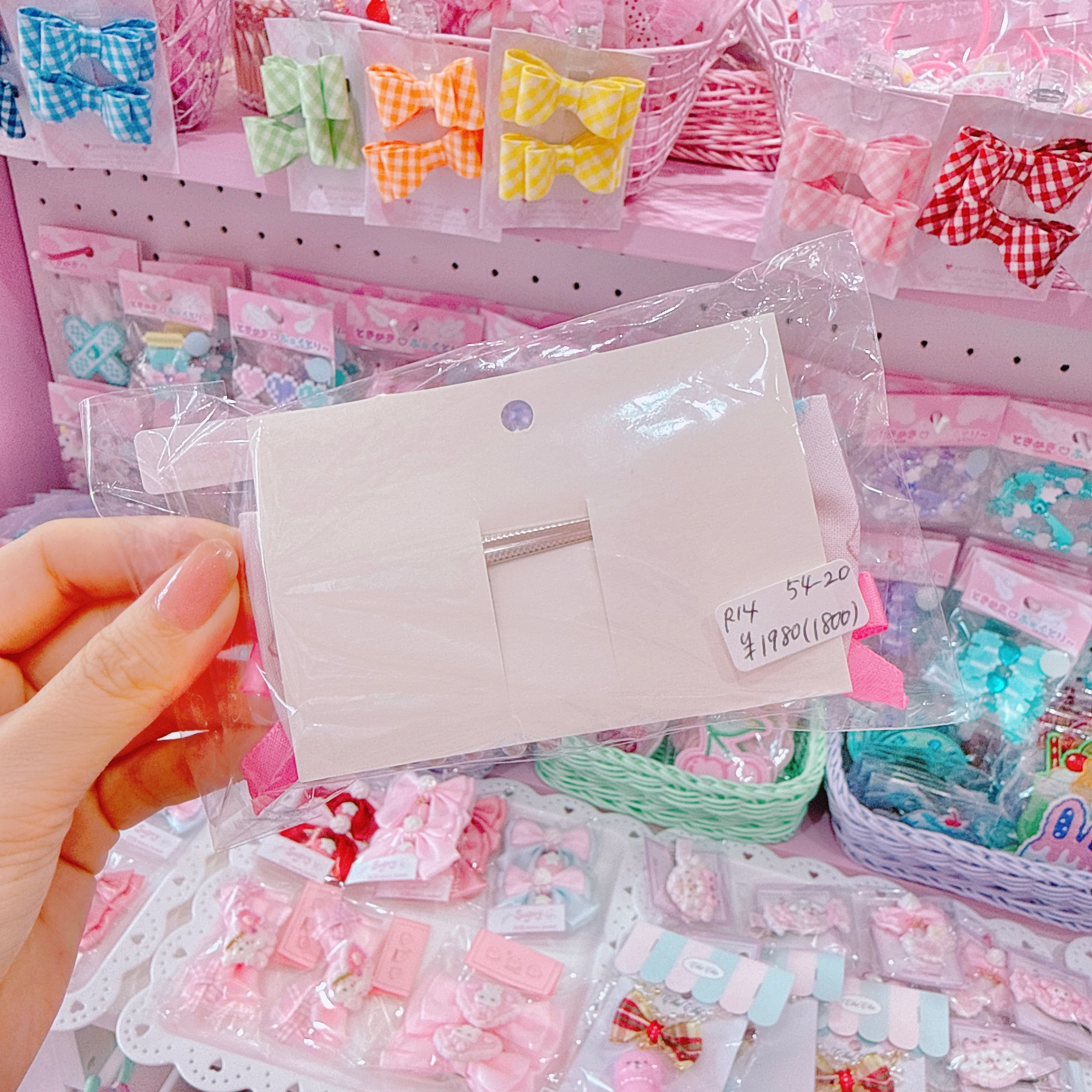 【R14】54-20布リボンヘアクリップ