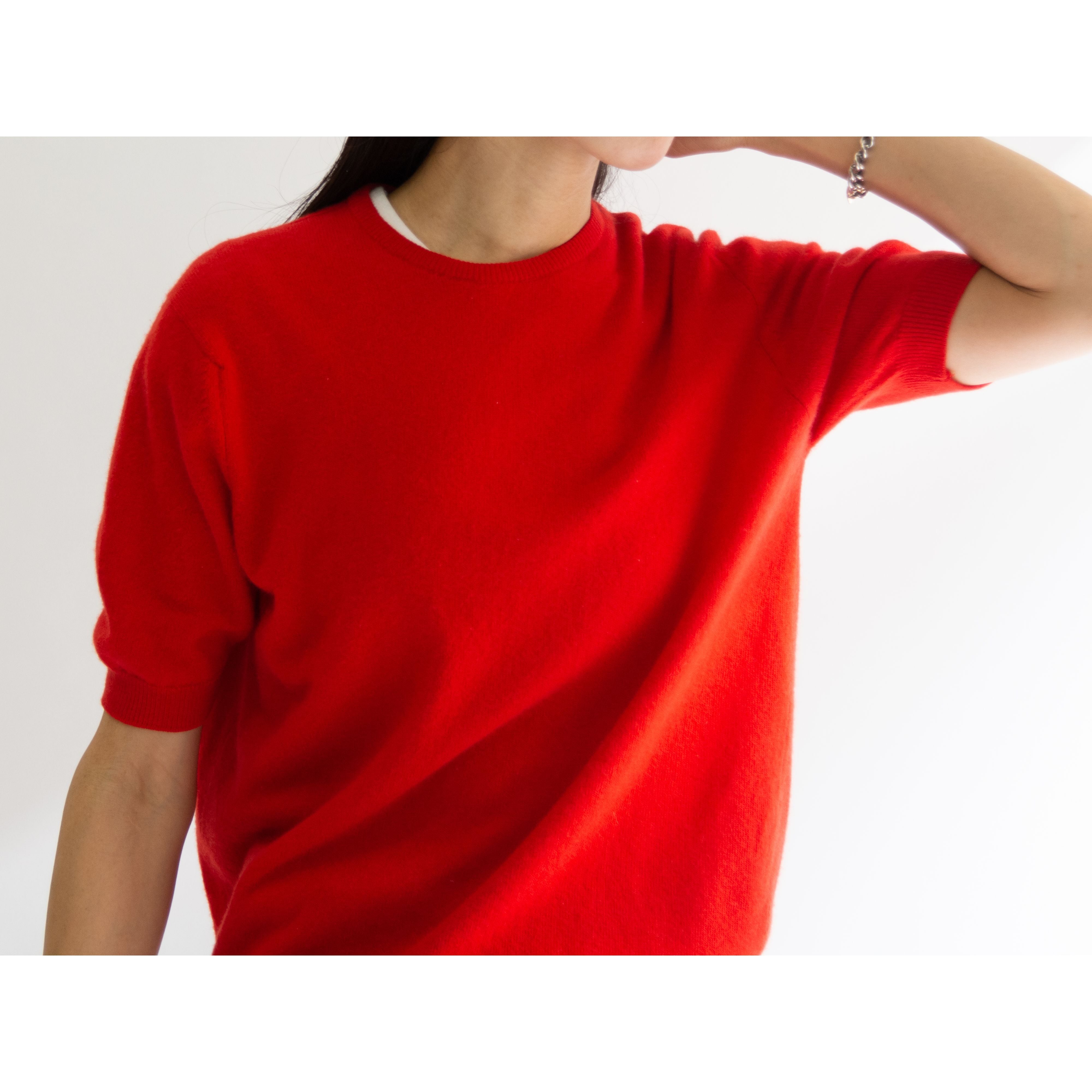 【BRAEMAR】Made in Scotland 100% Cashmere H/S Sweater(ブレーマー スコットランド製 カシミヤ半袖ニット セーター)