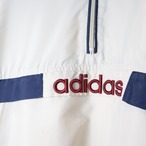 90s adidas ナイロンアノラックパーカー ホワイト×ネイビー アディダス