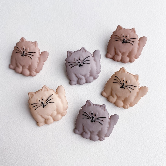 〈再入荷〉JJボタン もこもこ猫のボタンパック(6p)