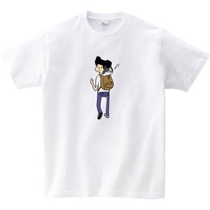 犬と飼い主 フレブルinデイバッグ Tシャツ dog54 犬 ブヒ フレンチブルドッグ 服 ゆるい イラスト おもしろ Tシャツ