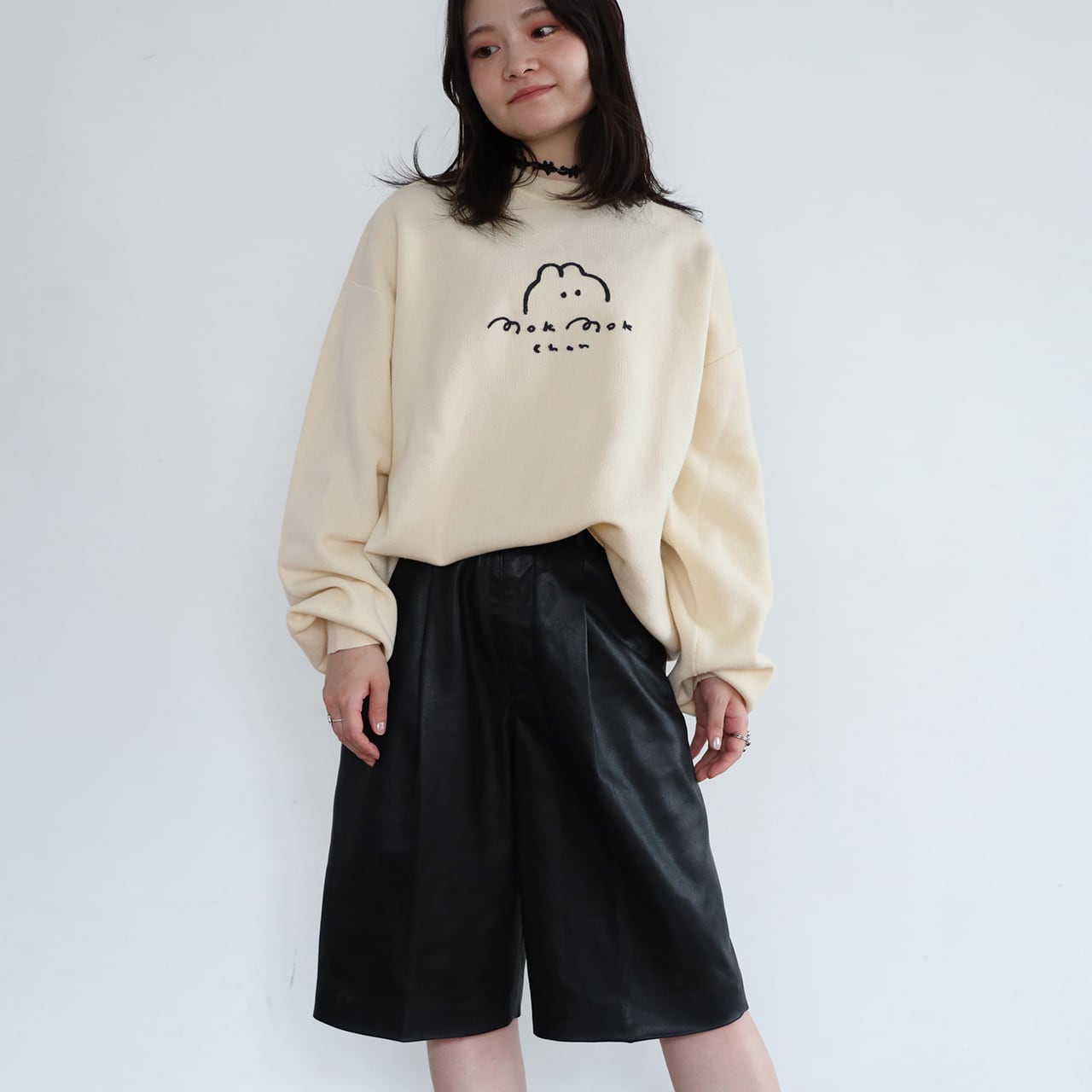 チェーン刺繍ウサニットスウェット/ホワイト（MK-514) | もくもく