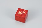 36-3305　鏡付プチBOX 朱塗 福桜 Jewelry Box w Mirror Vermilion Cherry Tree