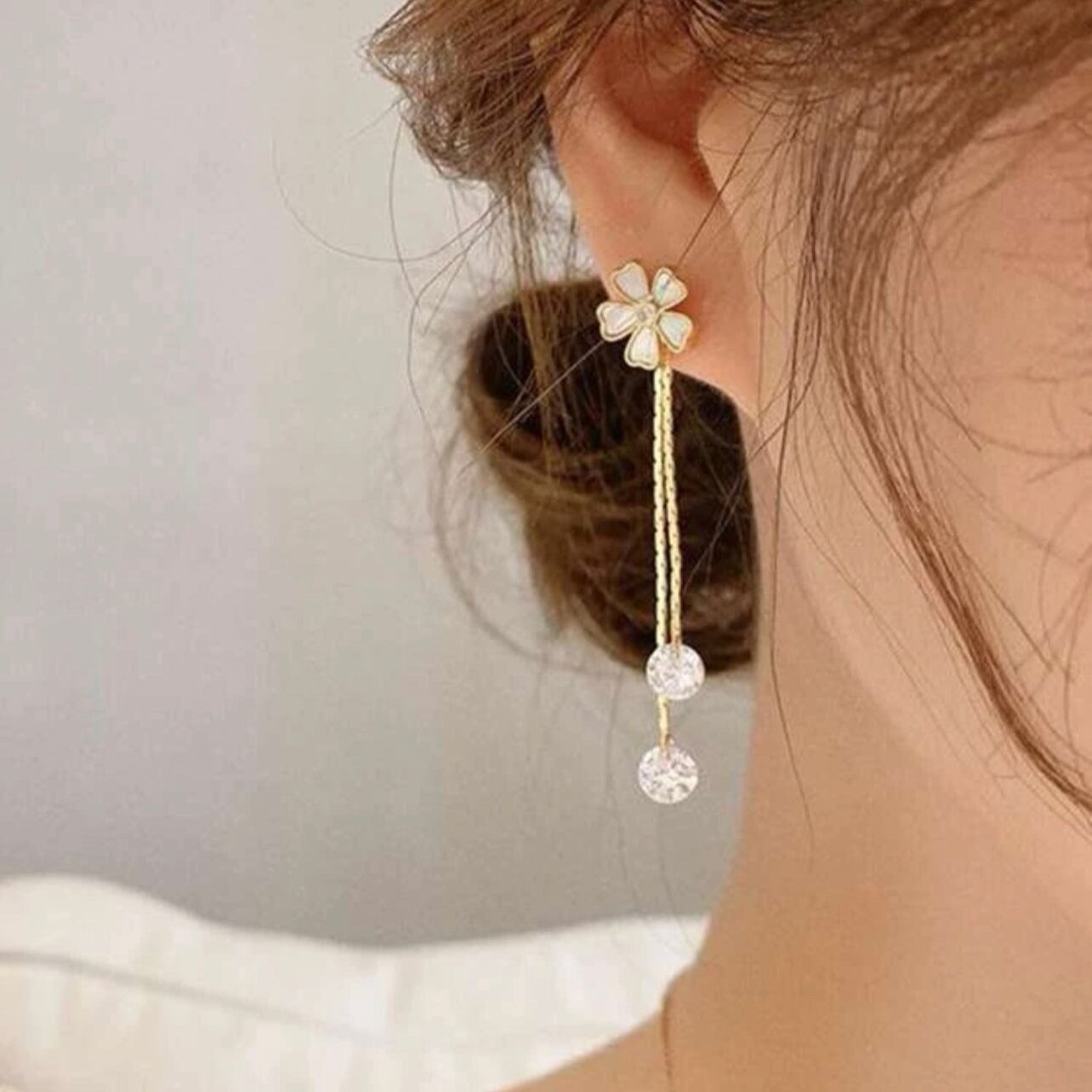 フラワーガラスストーン ロングピアス セレクト | tesoroshop