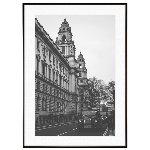 イギリス写真 ロンドン グレイトジョージストリート財務省ビル  インテリア モノクロアートポスター額装 AS3605