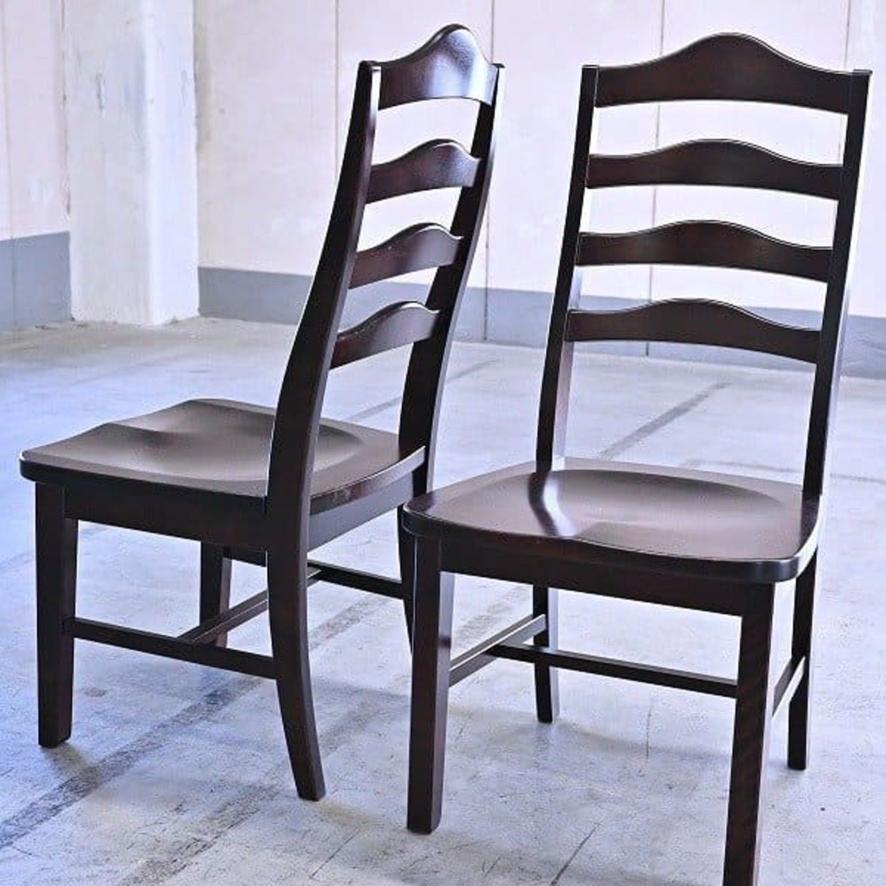 北海道民芸 「HM645」ラダーバックチェア2脚セットb ダイニングチェア 樺材 無垢材 アームレス 椅子 民芸家具 ジャパニーズモダン 和モダン【中古家具/中古インテリア/USED家具ユーズド家具/リサイクル】