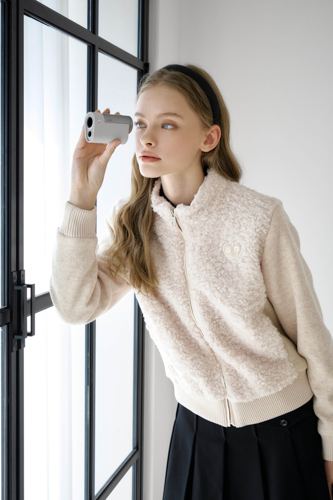 GOXO ゴーエックスオー スマイルハートダンブルジップアップジャンパー ベージュ