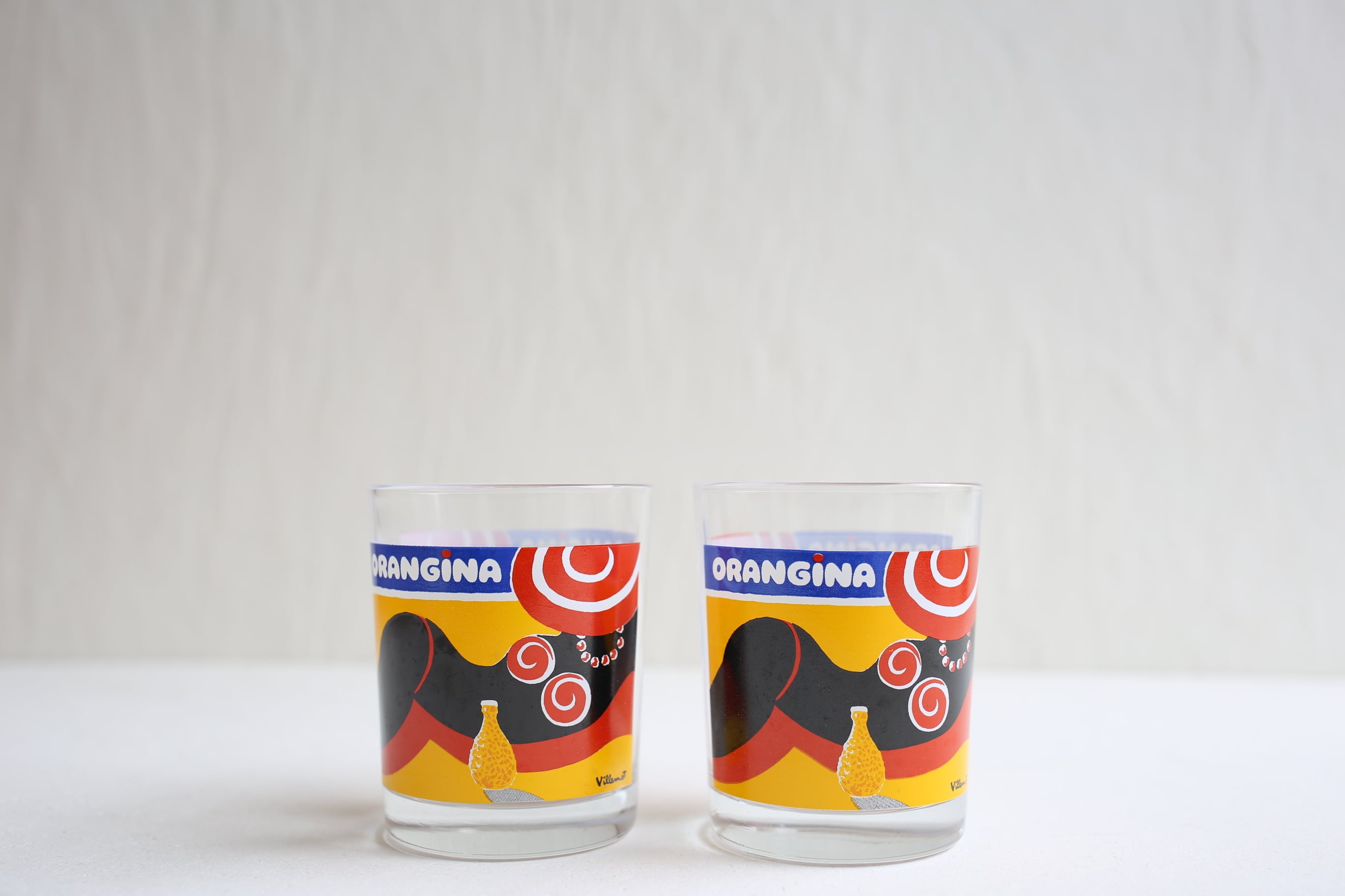 フランス アンティーク ヴィンテージ オランジーナ Orangina グラス Villemot N-00465