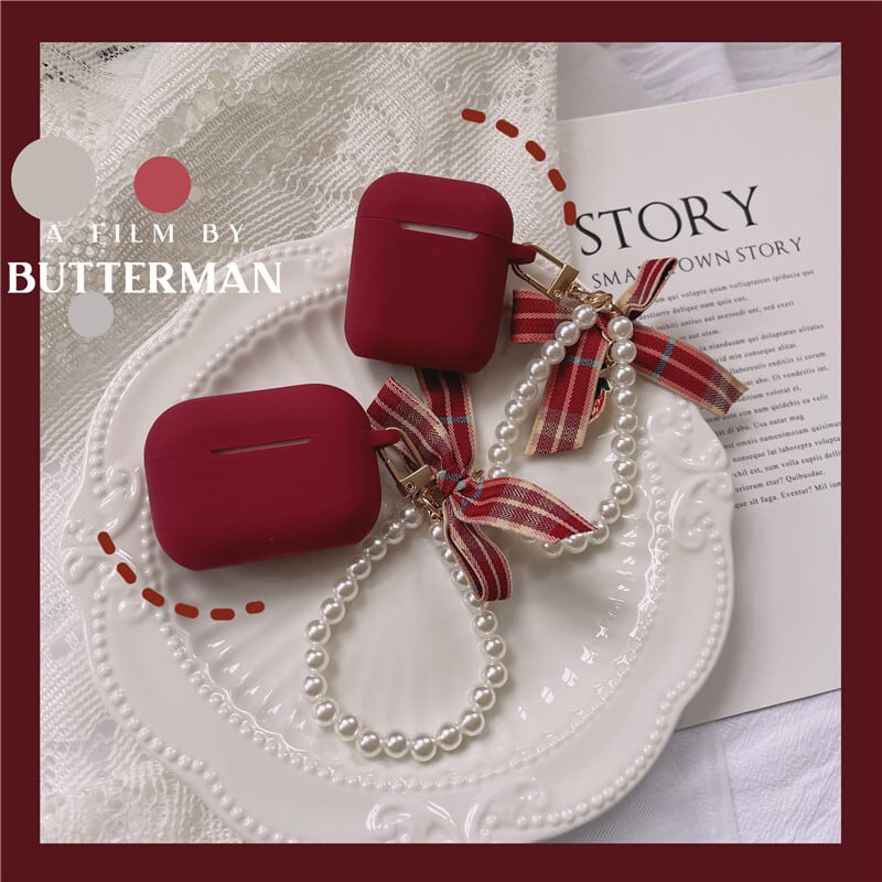 送料無料 Airpods ケース イヤホンケース アクセサリー Airpods Pro Airpods1 2 Airpods3 ケース エアポッズ エアーポッズ 第三世代 カバー 傷防止 保護 おしゃれ かわいい レトロ リボン ストラップ 落下防止 パール いちご 赤 レッド チェック ユニーク 大人かわいい
