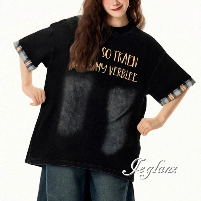 ウオッシュド ロゴ 半袖 Tシャツ ロールアップ袖 大きいサイズ(MC586)β