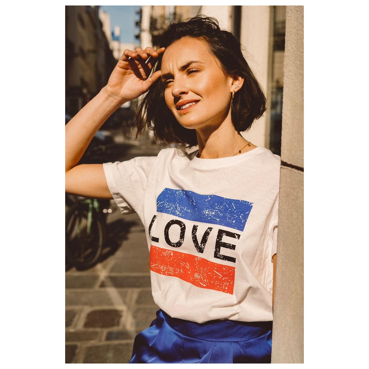 ビンテージ　レーヨン　Tシャツ　トリコロールカラー トリコロールカラーが可愛い！コットン100％Tシャツビンテージ風