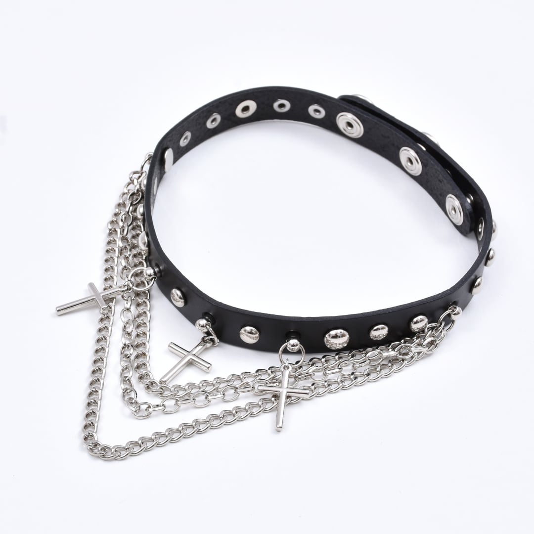 クロス×3連チェーン チョーカー | VOLCAN&APHRODITE