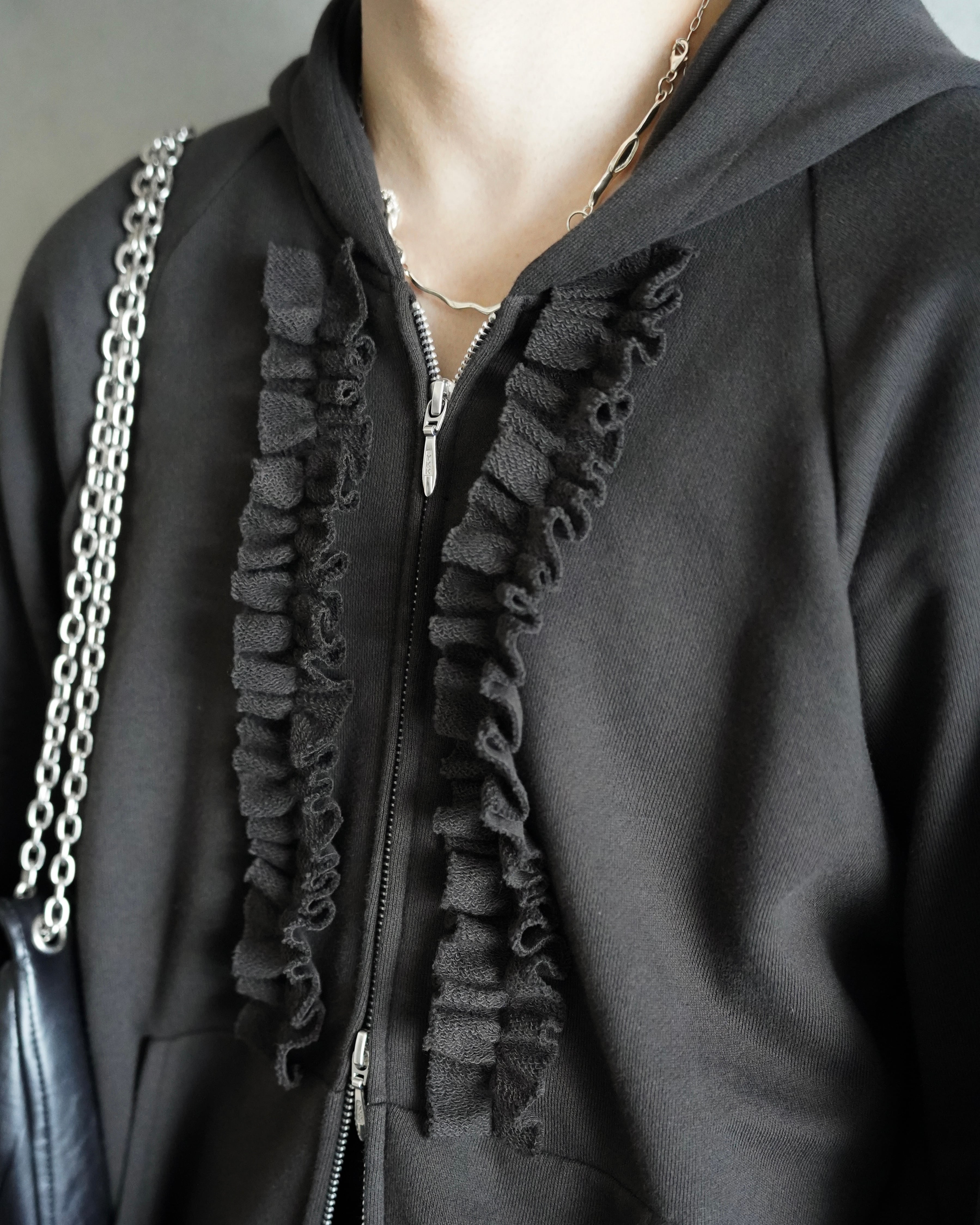 HYPE-09 double zip frill hoodie | Hype