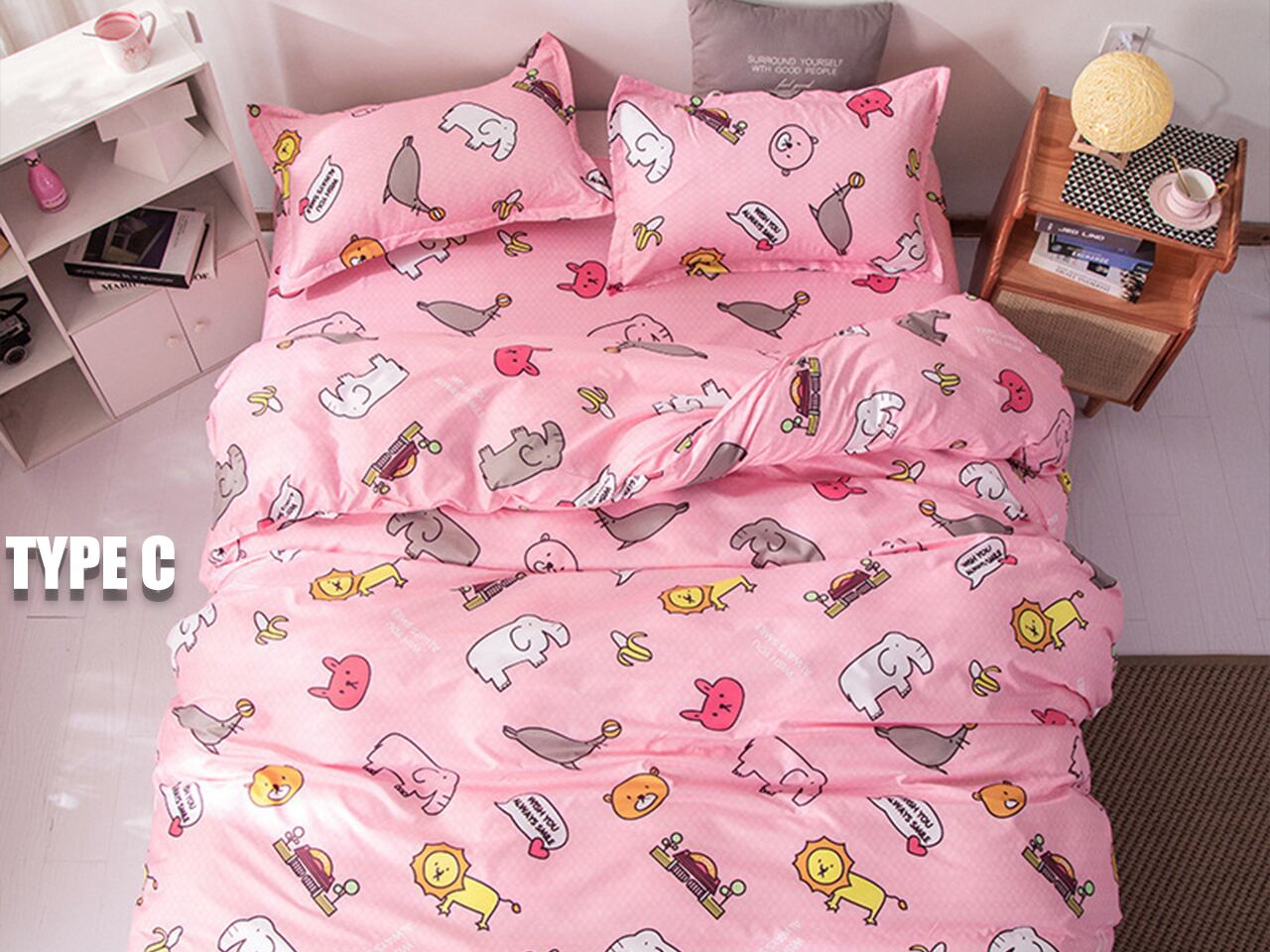 ピンク布団カバー 3 4点セット シングル コーヒー 寝具布団カバーセット グリッド布団カバー シート枕カバー 洋式 和式兼用xy F023 2 Dreamhomes