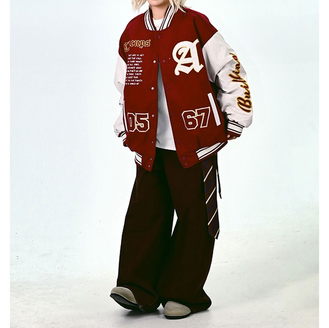 ナンバーレタリングストリートスタジアムジャケット 2col   R01341