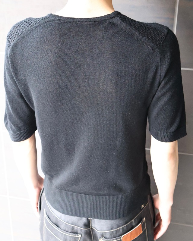 floral design Vneck half sleeve knit
