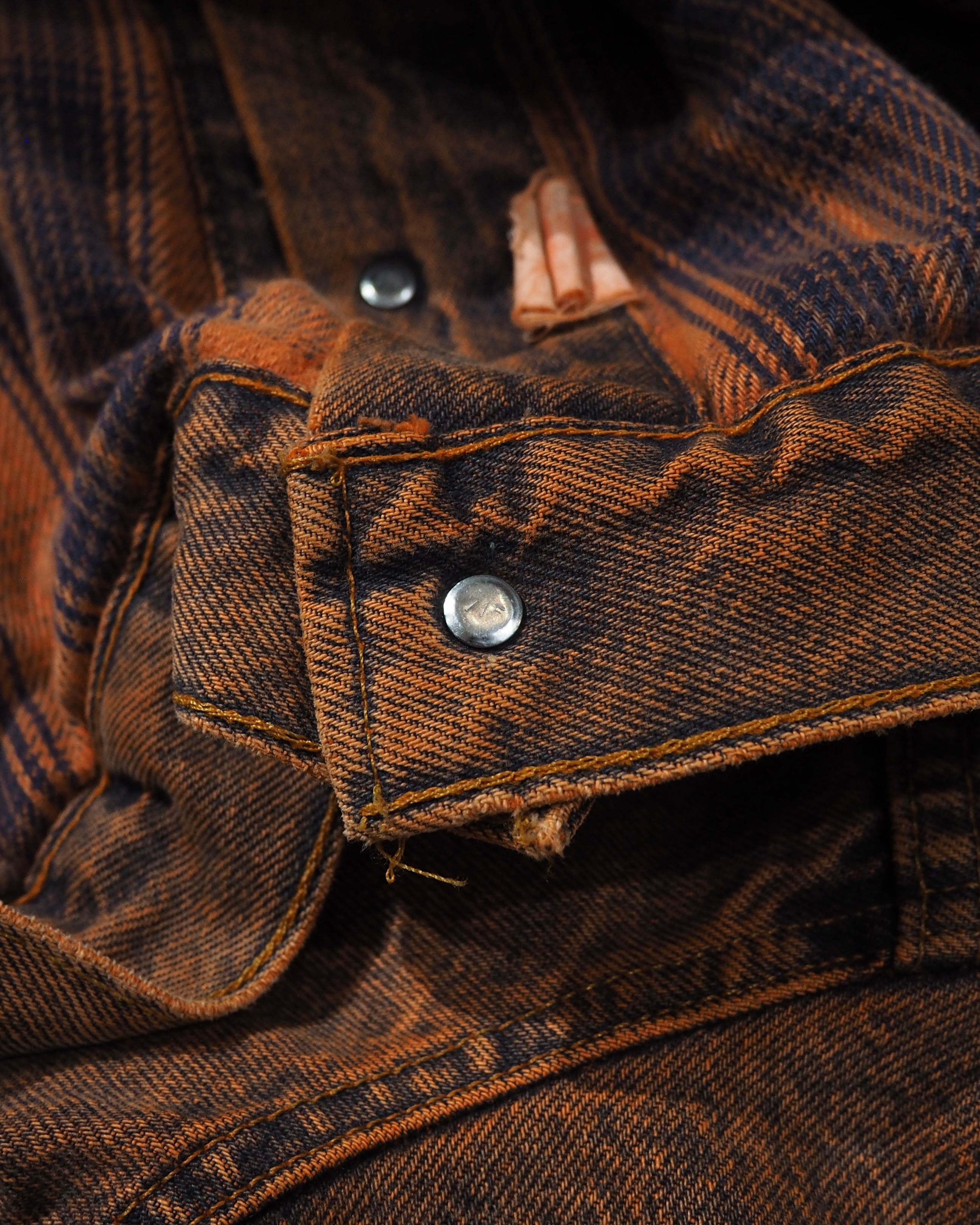 1990s " Made in USA - LEVI’S " Dark Orange Over Dyed vintage Denim jacket