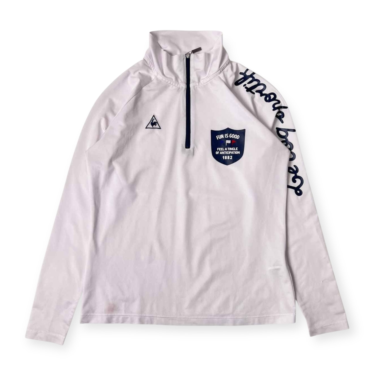 le coq sportif ルコック スポルティフ ハーフジップ プルオーバーシャツ ストレッチ ドライ シャツ M/ホワイト スポーツ ゴルフ