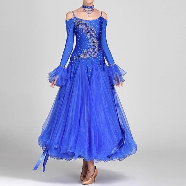 フレアスリーブ シフォン チュール フレアダンスドレス ds1086