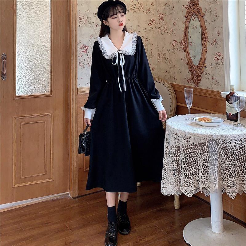 送料無料 HOUZHOU ヴィンテージドレス女性黒甘いレースピーター 送料無料 HOUZHOU ヴィンテージドレス女性黒甘いレースピーター