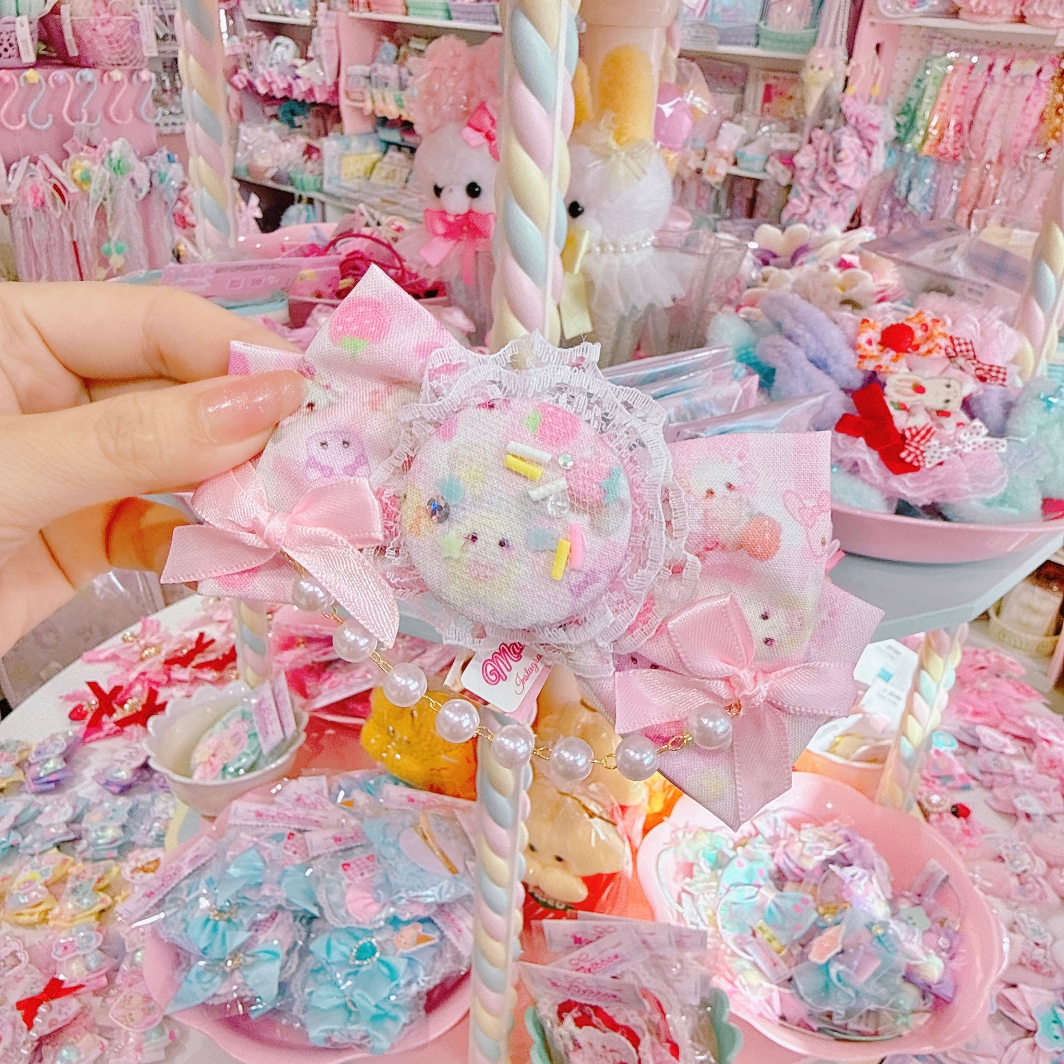 【R14】53-9布リボンヘアクリップ