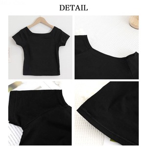 ショート丈 Tシャツ レディース へそ出し 肩出し 韓国 オフショルダー 大人 かわいい おしゃれ シンプル 肌見せ フィットネス ルームウェア インナー トップス 大人可愛い 大人女子