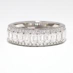 エメラルドカット ダイヤモンド デザインリング pt900 / D / VVS2 / 1.120ct / 0.380ct