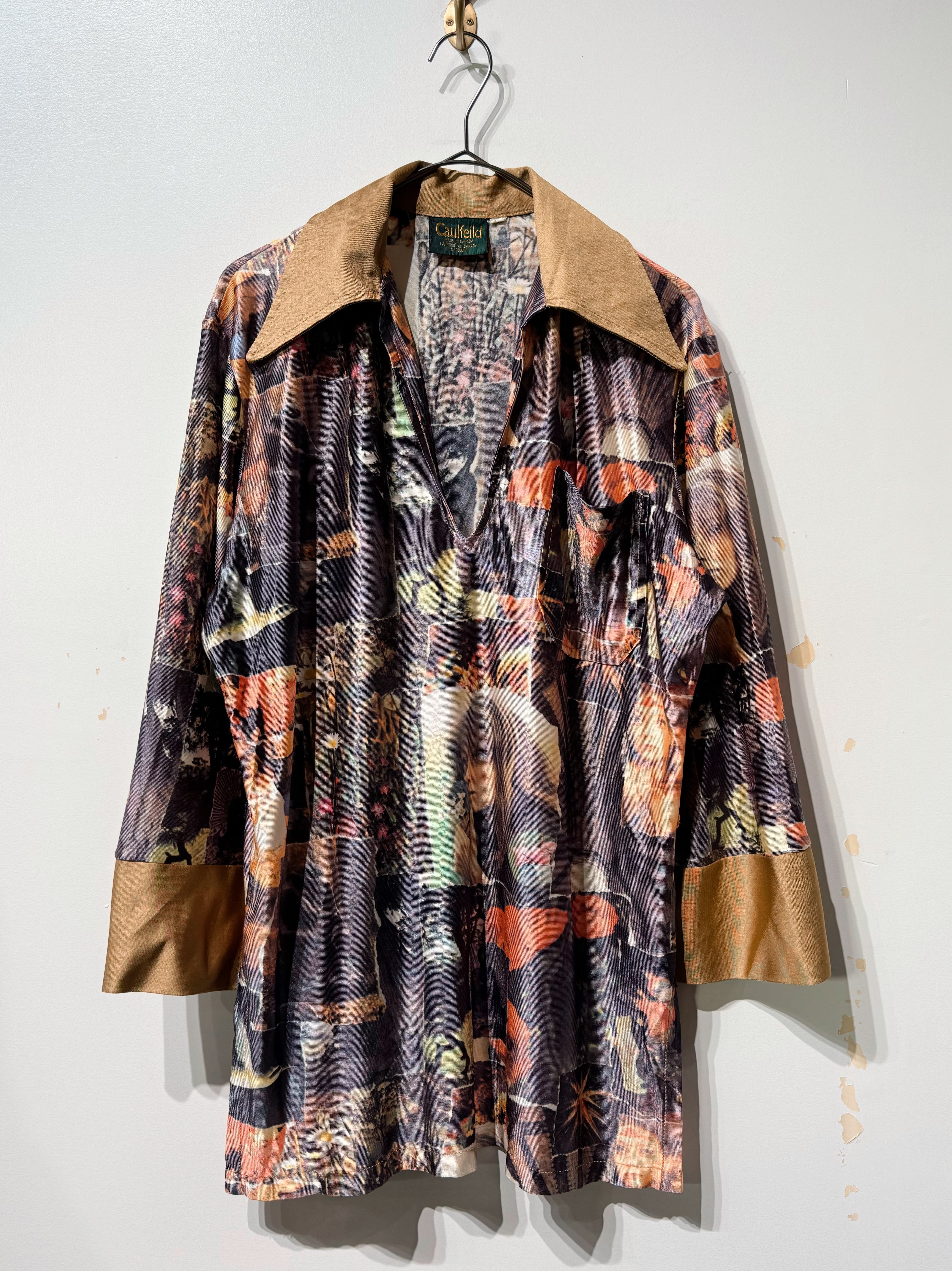 (SH1285)All-over pattern skipper shirt made in CANADA