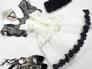 ★送料無料★9号（M)☆豪華な刺繍とクロ－バ－型レースワンピース(OPN5650)