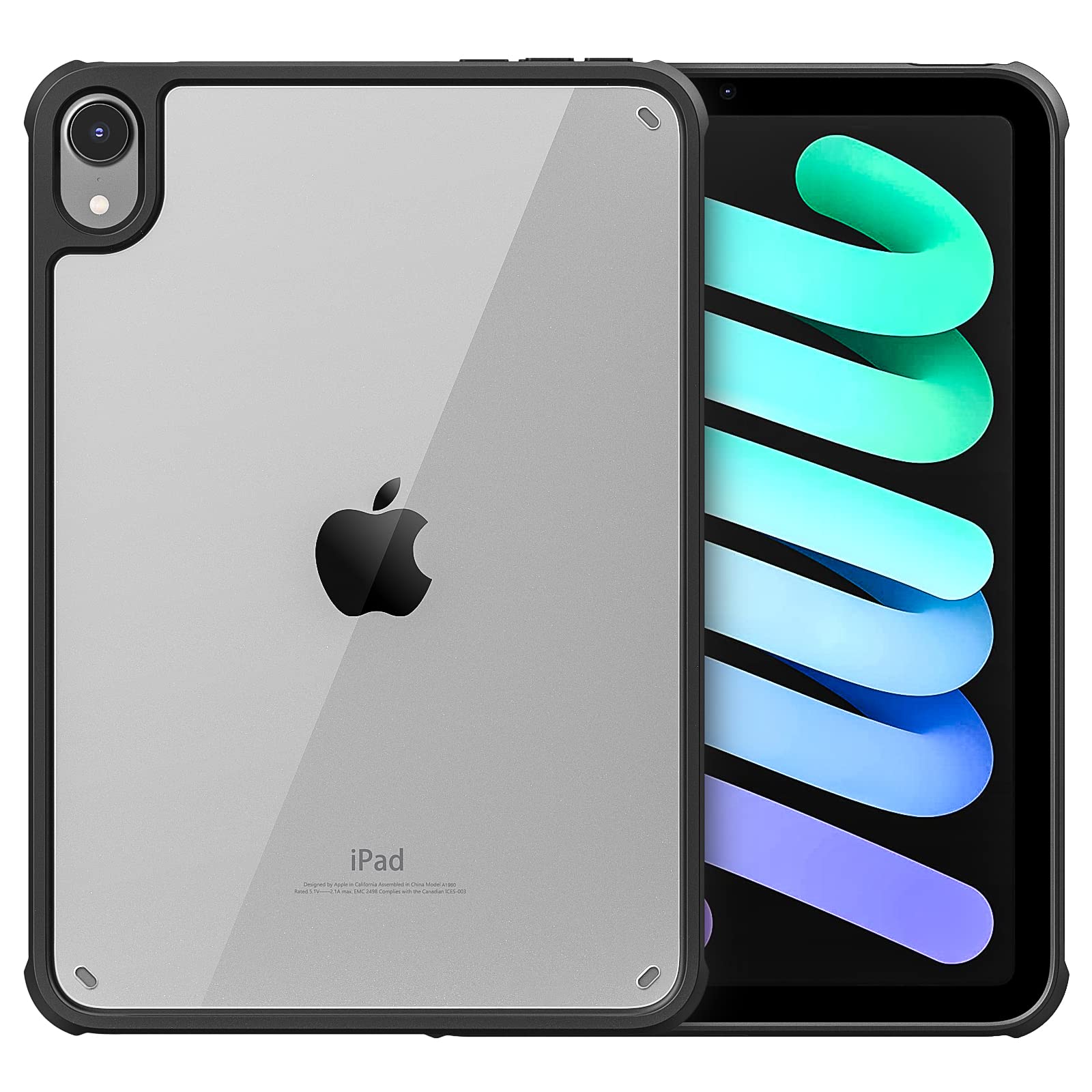 MoKo iPad mini7 ケース (A17 Pro、2024) / iPad mini 6 ケース iPad mini 第7/6世代 8.3インチ 2024/2021専用 PencilPro/第2世代ワイヤレス充電に対応 クリアケース TPU枠+PCシェル 衝撃吸収 擦り傷防止 精密設計 薄型 枠ブラック 透明ケース
