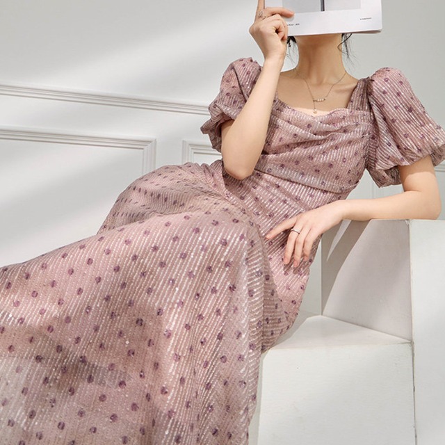 エアリードットロングワンピース A82