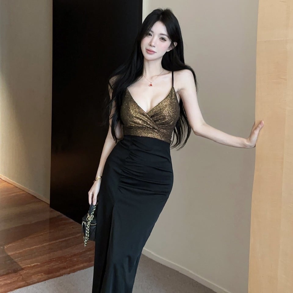 キャバドレス/ロングドレス 2色】キャバドレス セクシー ロングドレス ナイトクラブ ベアトップ