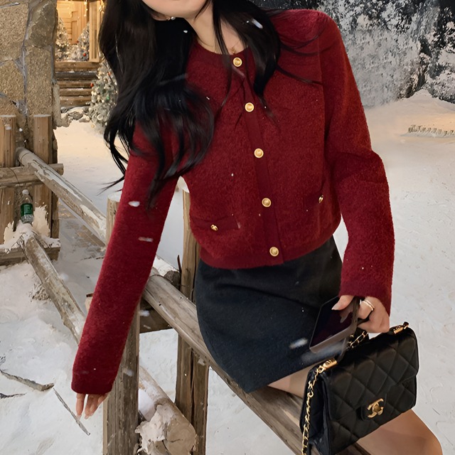 Wool knit cardigan【H00403】