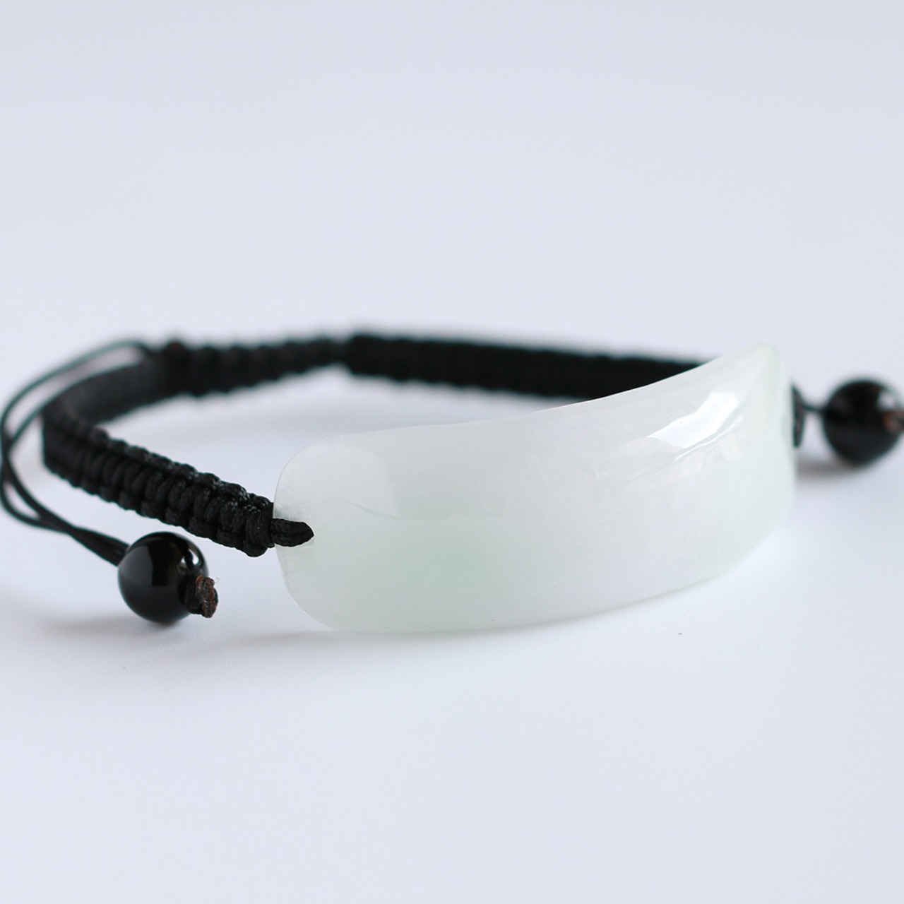 MeiNuオリジナル シルク蝋引きカマボコ翡翠ブレスレット A貨翡翠 jd_br1028