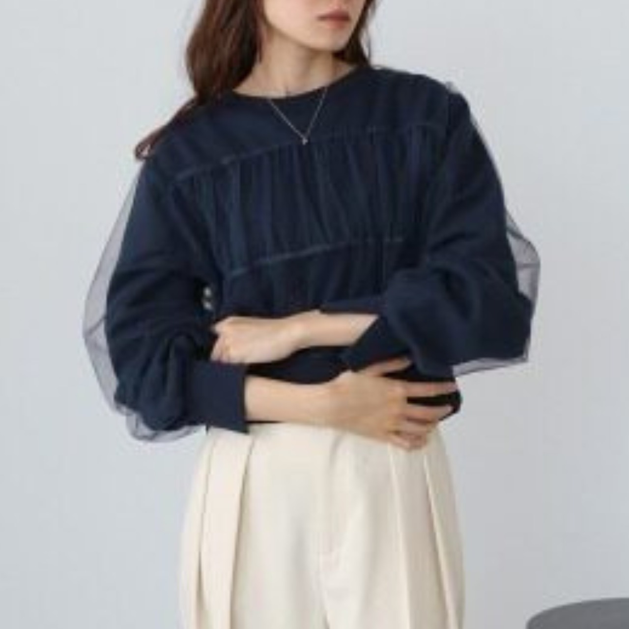 シアーレイヤード ドロップショルダー スウェット 　全4色　 00059