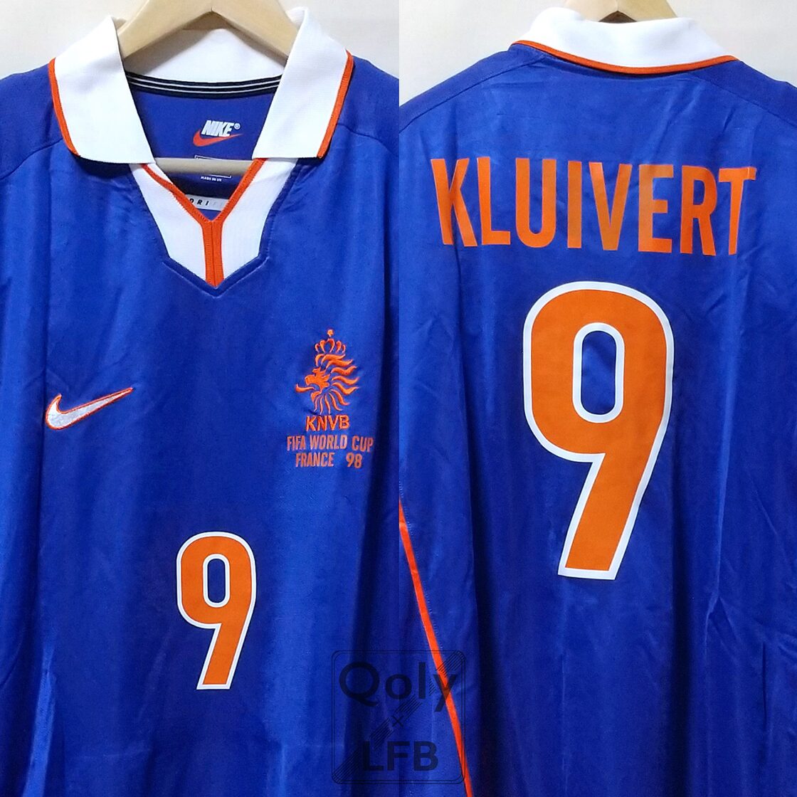 オランダ代表 1998 Nike 選手用 アウェイ長袖 #9 KLUIVERT パトリック 