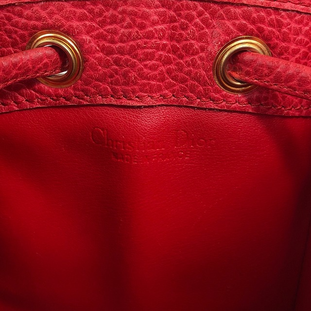 Christian Dior クリスチャン ディオール ハンドバッグ レッド オーバル レザー ミニバッグ 巾着 vintage ヴィンテージ オールド 46ensx