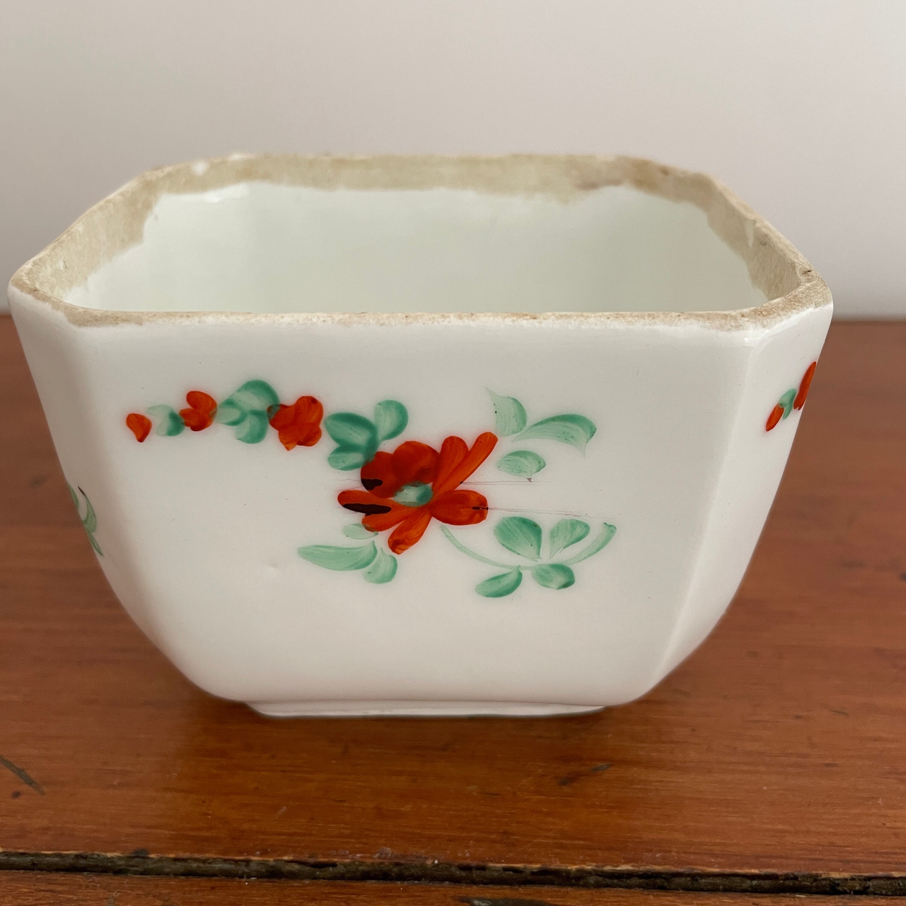 Vieux Paris French Flower Hand Painted Sugar Pot/フランス