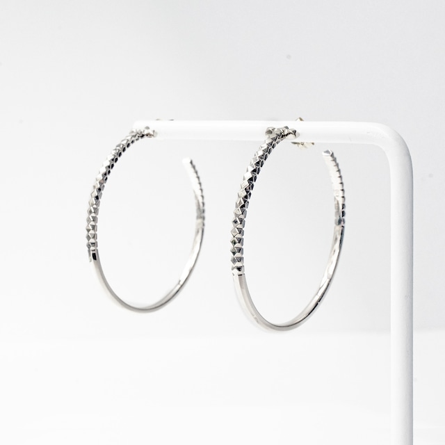 Beyond / Rock Gold Hoop Pierced Earrings / L（E203-WG）