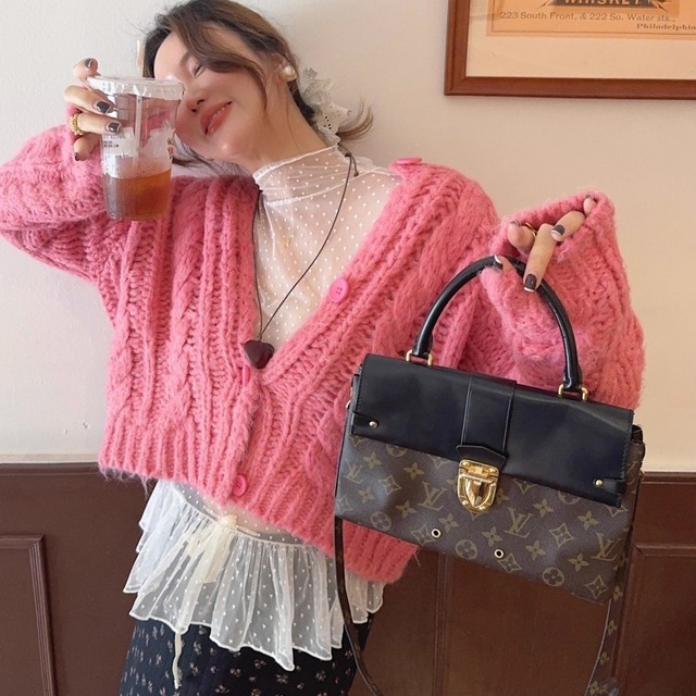 Cable knit loose cardigan　M4286