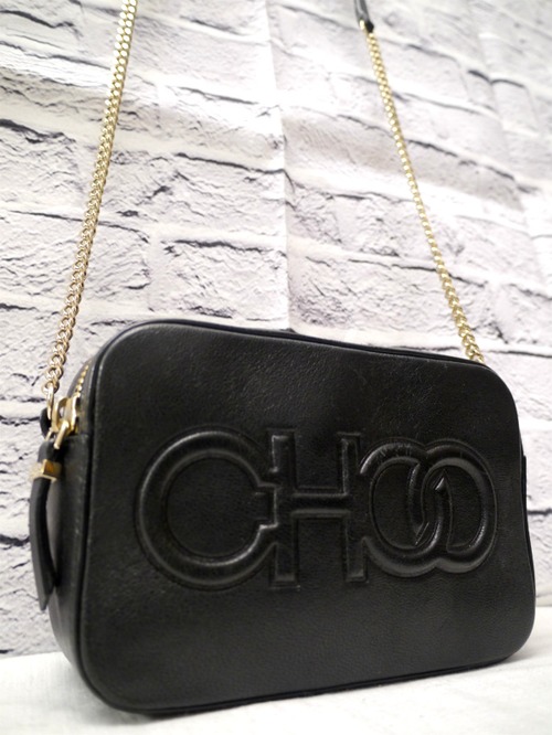 2019SS美品★JIMMY CHOO ジミーチュウ BALTI バルティ チェーンショルダー クロスボディ レザー バッグ 黒★ コーデのワンポイントにピッタリ♪