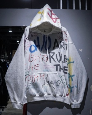 【add (C) vintage】Special Hand Paint Custom Vintage Loose Pullover Hoodie
