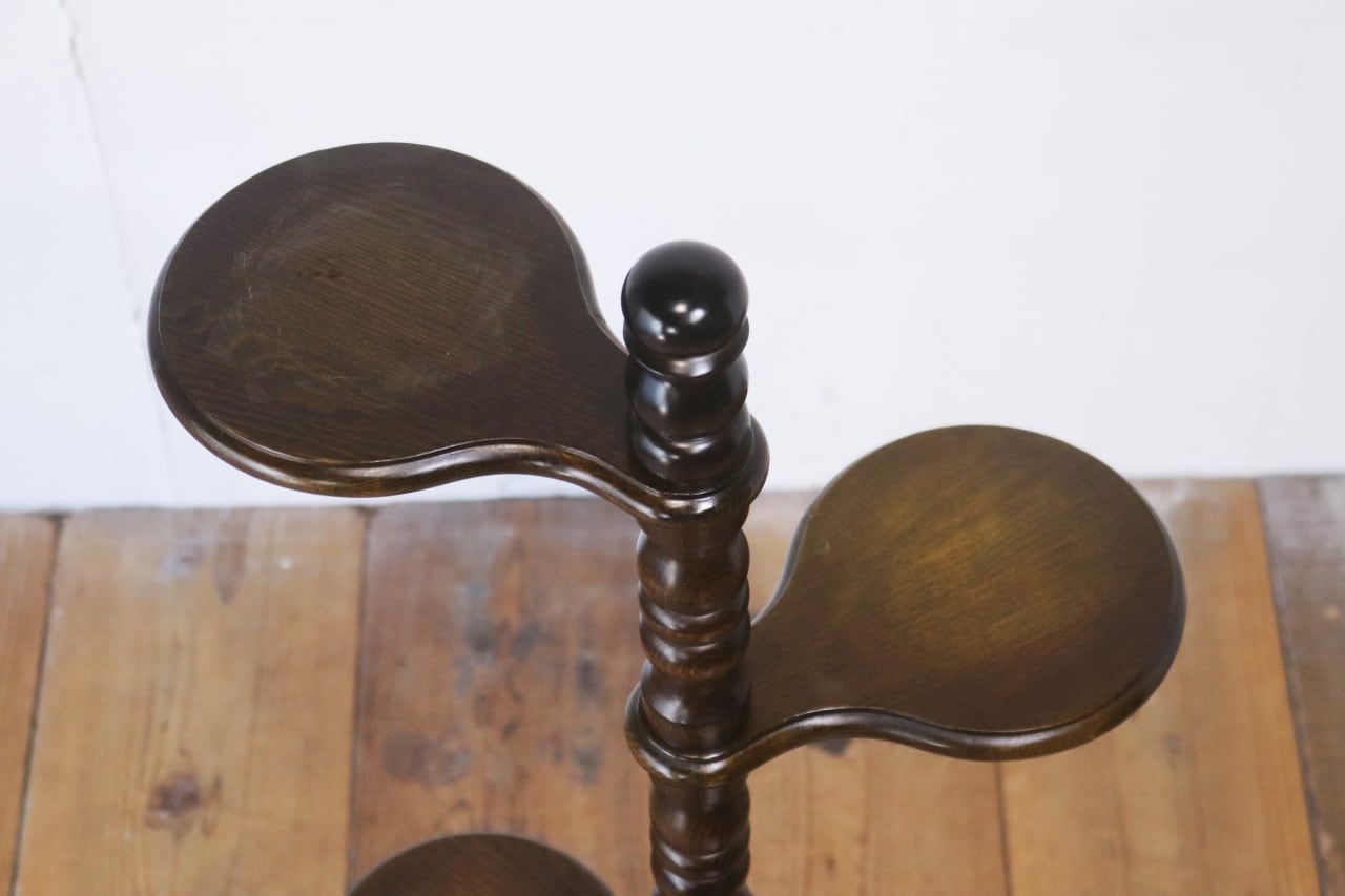 M♦希少 Najico社製　ヴィンテージ  木製飾り台　2台 レトロ 花台 プランタースタンド 飾り棚 展示台 ラック オーク材